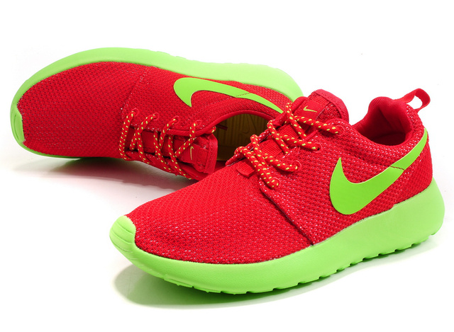 femmes nike Roshe running chaussures vert rouge (2)